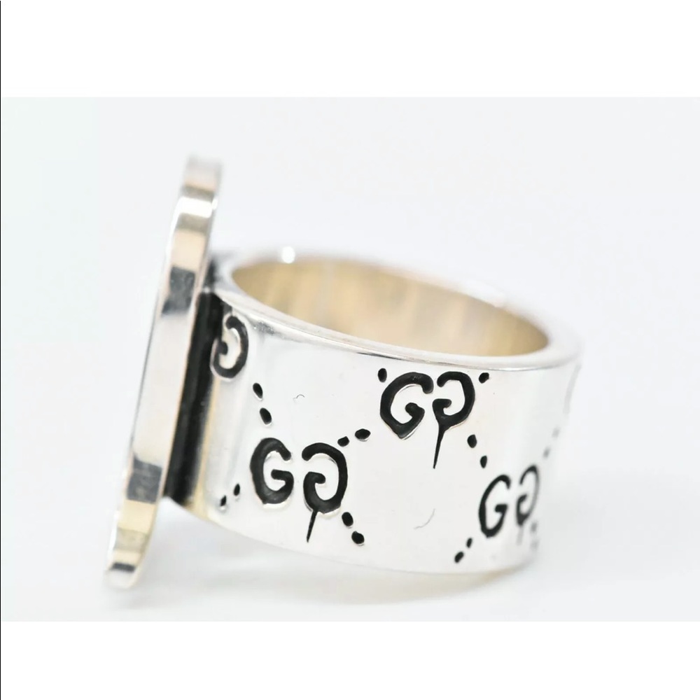 New Authentic GUCCI GHOST GG Sterling Silver Ring - Picture 5 of 11